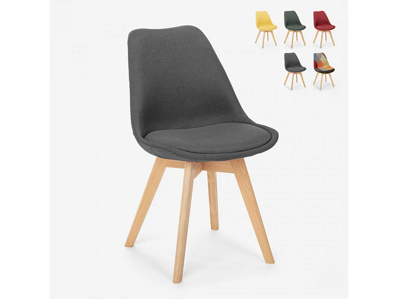Silla de comedor de diseño nórdico con cojín Dolphin - Gris