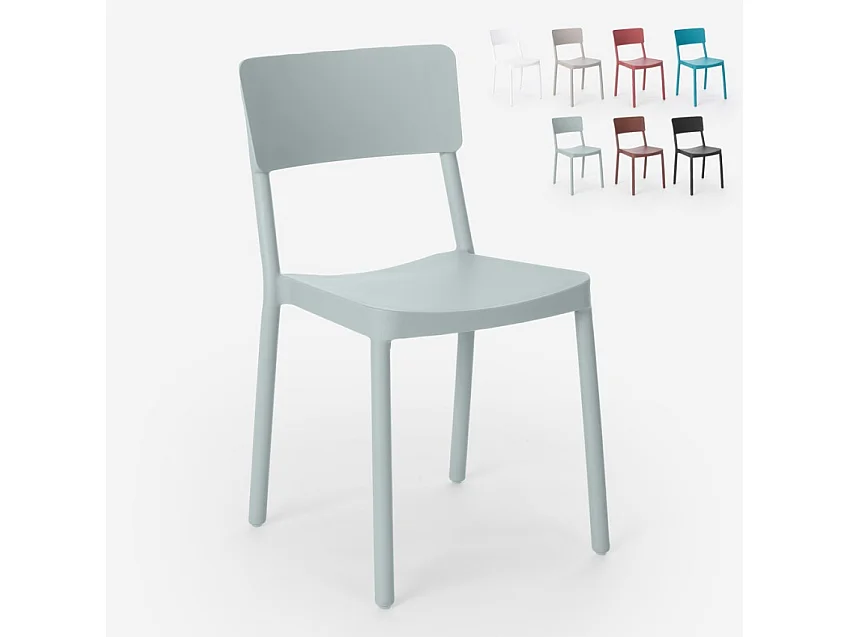 Stuhl aus Polypropylen in modernem Design für Küche Bar Restaurant Garten Liner - Hellgrau