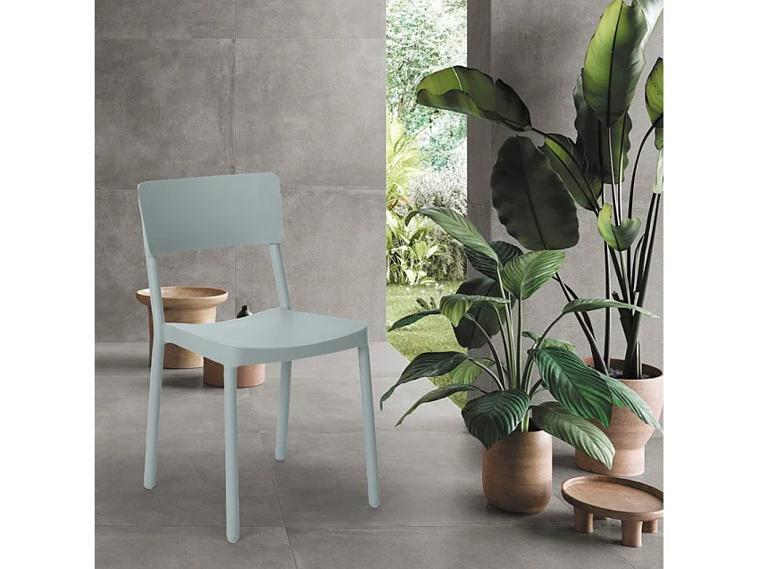 Stuhl aus Polypropylen in modernem Design für Küche Bar Restaurant Garten Liner - Hellgrau