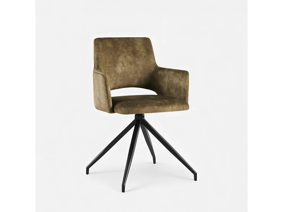 Sillón de tela efecto terciopelo con patas de metal Lysandra - Verde oscuro