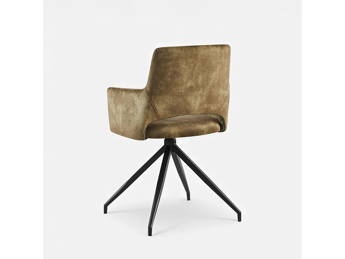 Sillón de tela efecto terciopelo con patas de metal Lysandra - Verde oscuro