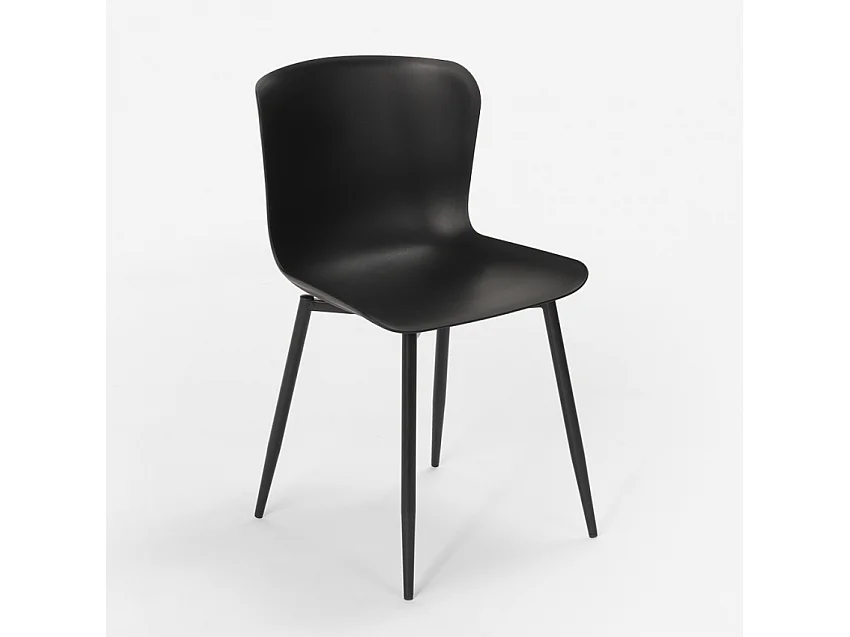 Silla de bar y cocina moderna en polipropileno y metal Chloe - Negro