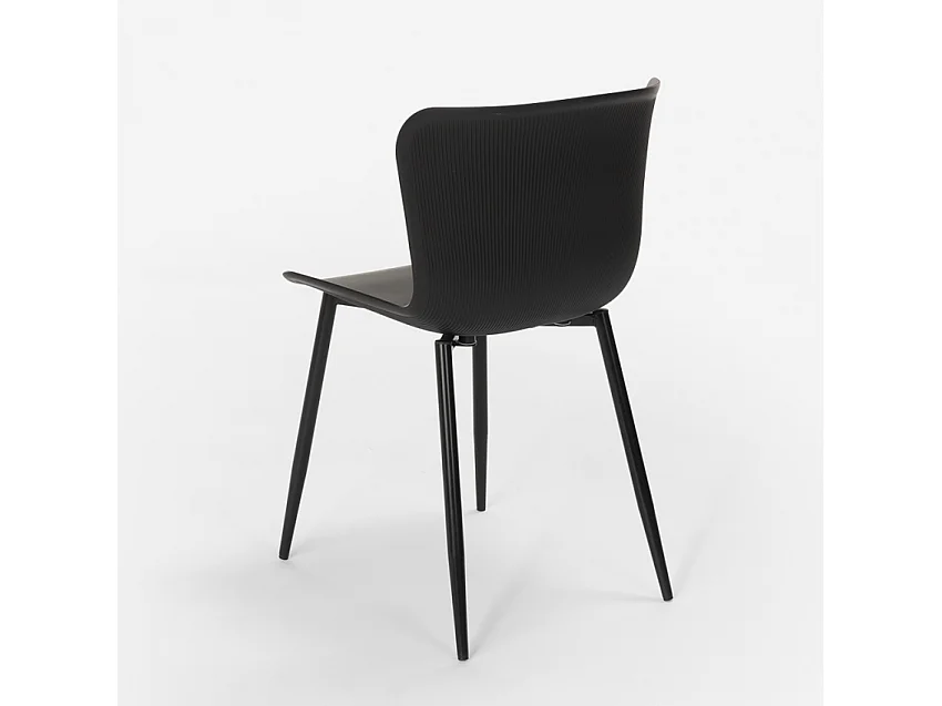 Silla de bar y cocina moderna en polipropileno y metal Chloe - Negro