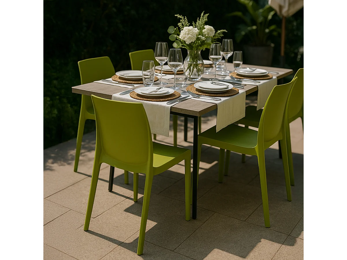 Chaise en polypropylène empilable Salle à Manger café bar Rome Grand Soleil - Anis vert