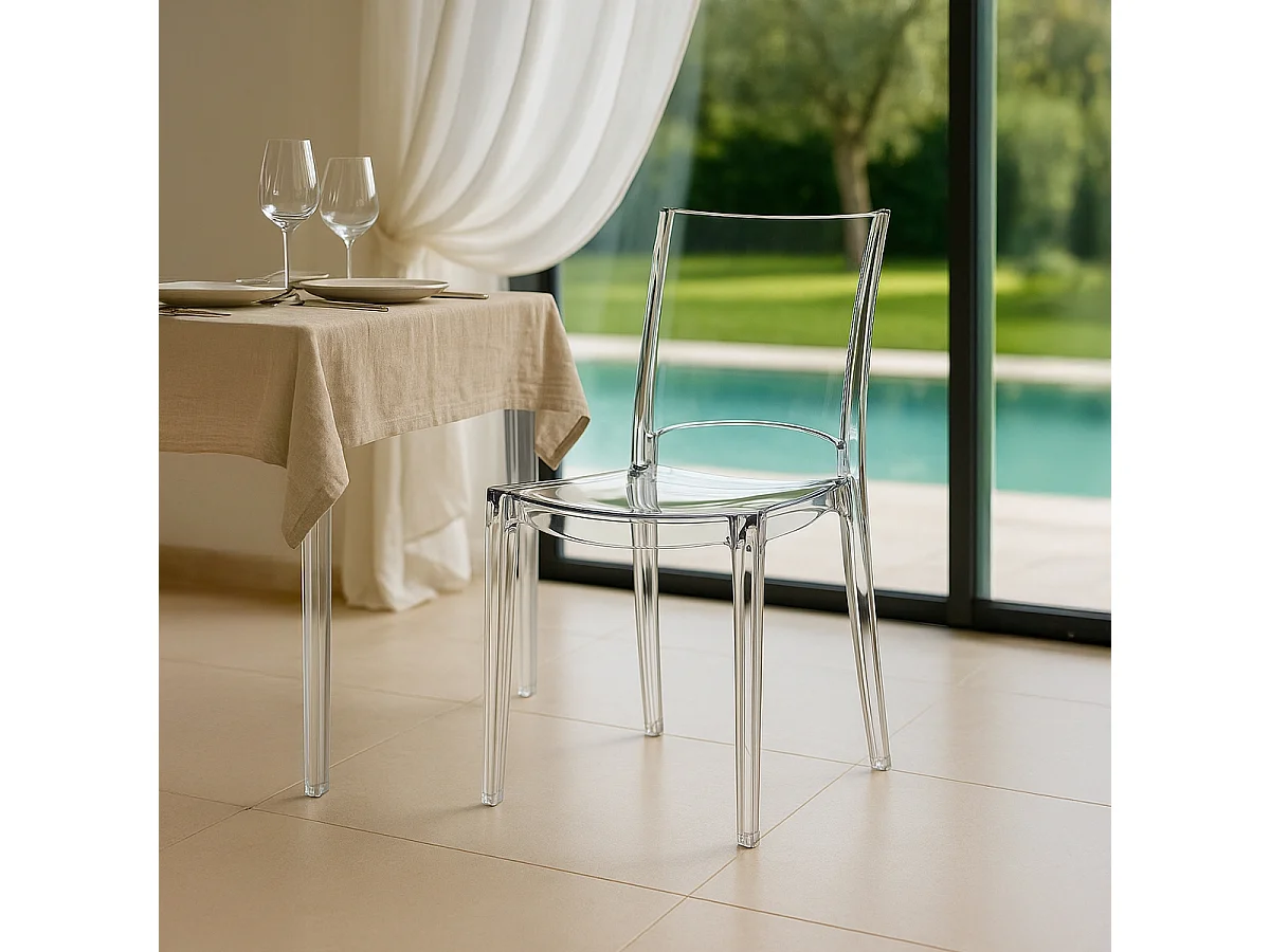 Chaise transparente salle à manger bar empilable B-Side Grand Soleil - Transparent