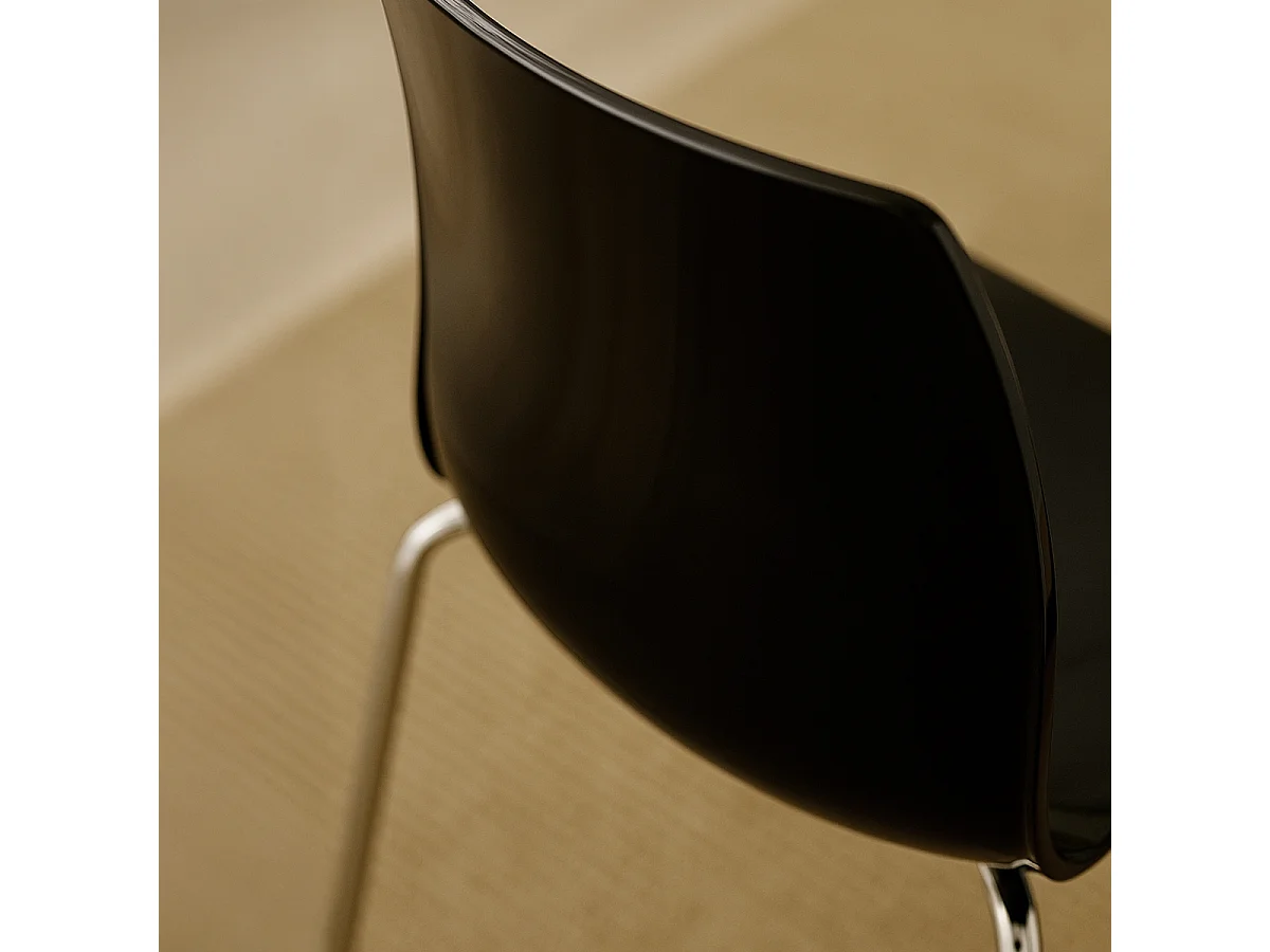 Silla para bar y cocina con soporte de acero apilable Lollipop Grand Soleil - Negro