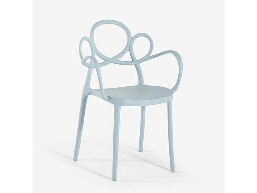 Stilvoller moderner Designstuhl aus Polypropylen mit Armlehnen Derby - Hellblau