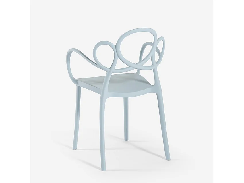 Stilvoller moderner Designstuhl aus Polypropylen mit Armlehnen Derby - Hellblau