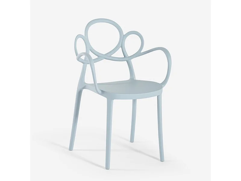 Stilvoller moderner Designstuhl aus Polypropylen mit Armlehnen Derby - Hellblau