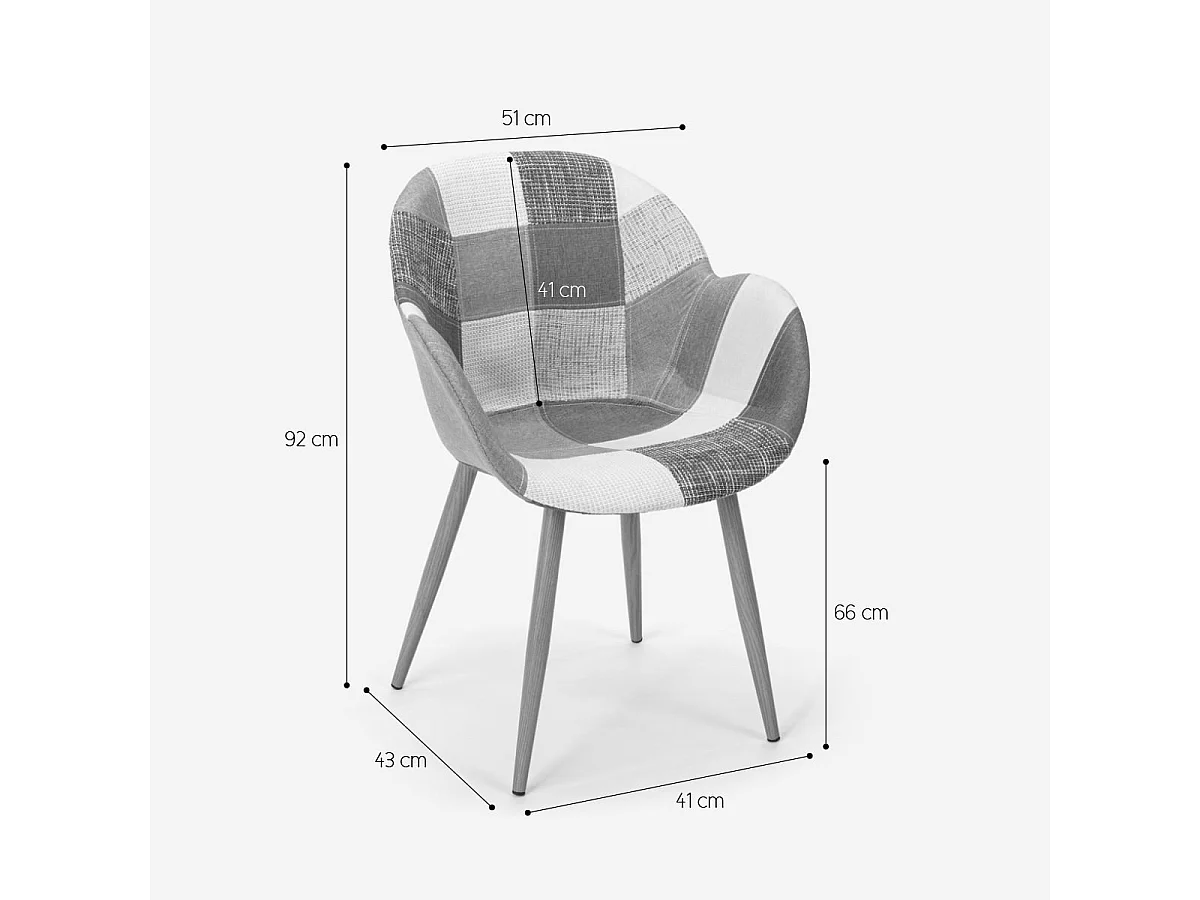 Chaise patchwork de cuisine salon design nordique patchwork Finch - Patchwork 5