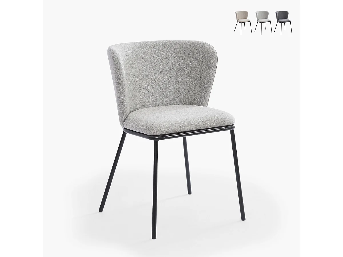 Stuhl für das Esszimmer in modernem Design aus Stoff mit schwarzen Beinen Lasta - Hellgrau