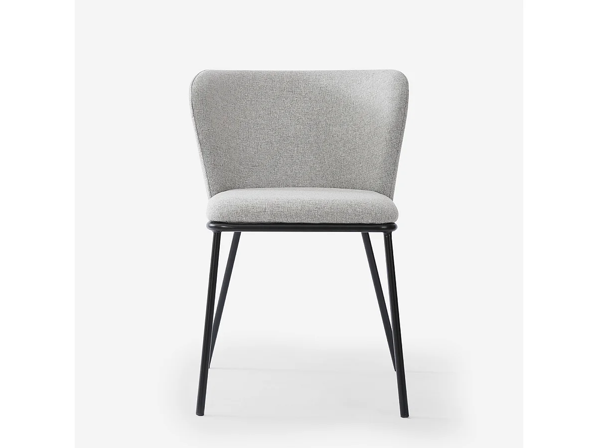 Stuhl für das Esszimmer in modernem Design aus Stoff mit schwarzen Beinen Lasta - Hellgrau