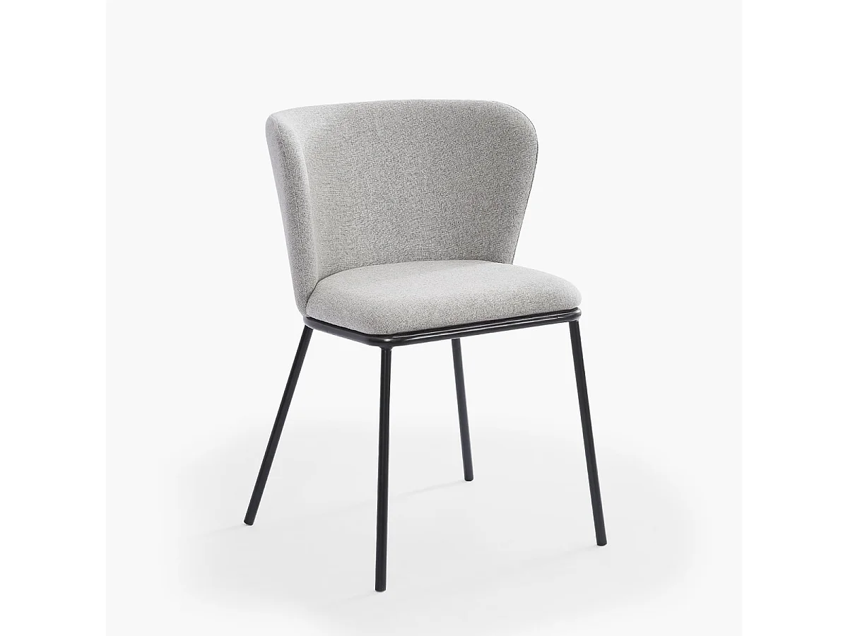 Stuhl für das Esszimmer in modernem Design aus Stoff mit schwarzen Beinen Lasta - Hellgrau