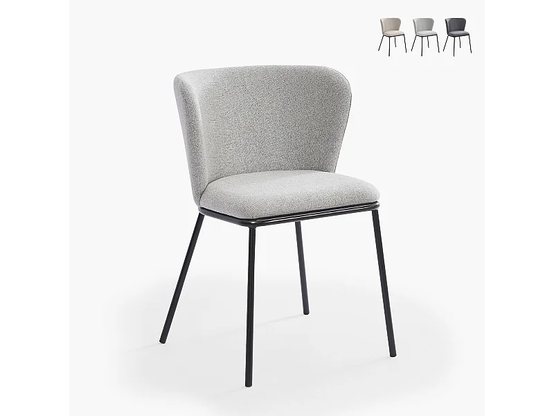Stuhl für das Esszimmer in modernem Design aus Stoff mit schwarzen Beinen Lasta - Hellgrau