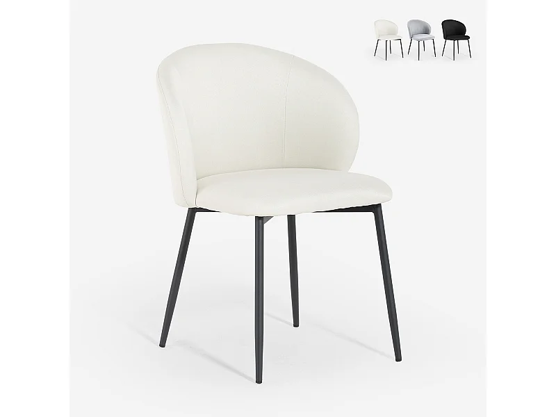 Moderner Esszimmer- und Küchenstuhl aus Designstoff Kadim - Weiß