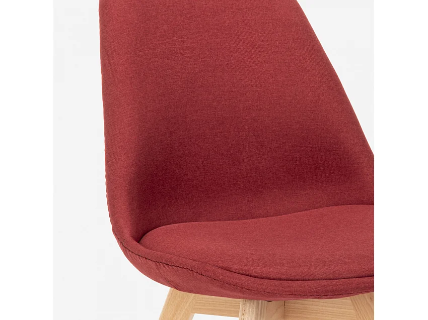 Nordic Design Stuhl aus Holz und Stoff und Kissen Küchen Bars Restaurants Dolphin - Rot