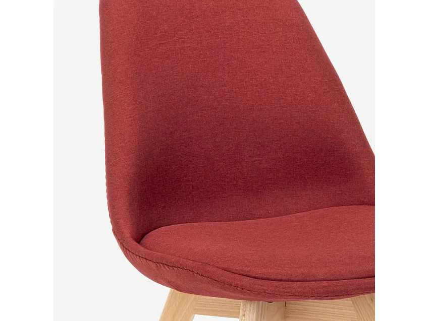 Nordic Design Stuhl aus Holz und Stoff und Kissen Küchen Bars Restaurants Dolphin - Rot
