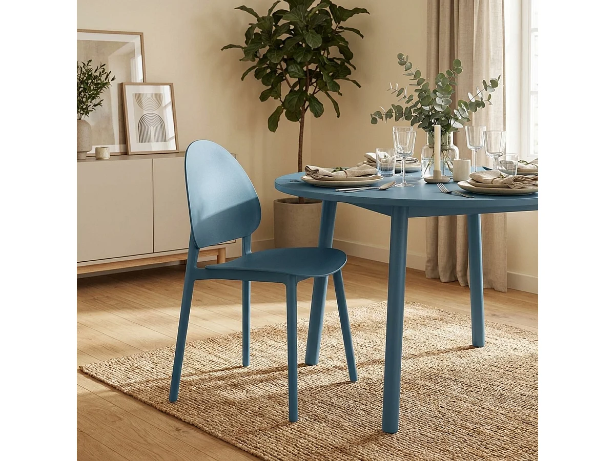 Chaise de cuisine salon et jardin moderne en polypropylène Gladys - Bleu Foncé