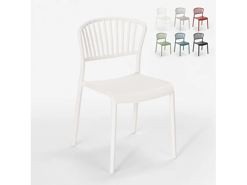 Sedia design moderno in polipropilene per cucina bar ristorante esterno Vivienne - Bianco