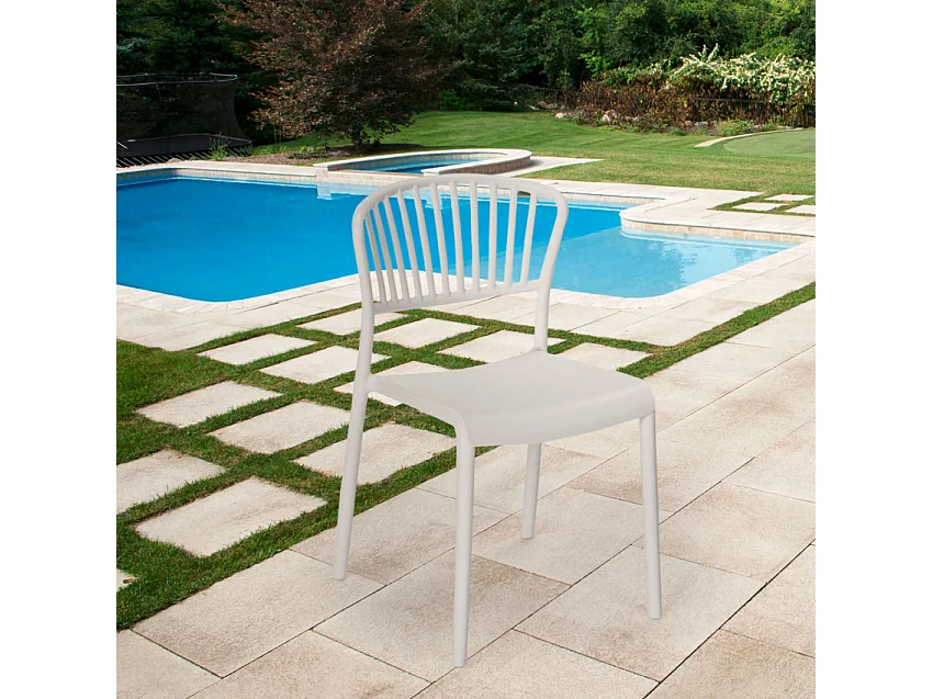 Sedia design moderno in polipropilene per cucina bar ristorante esterno Vivienne - Bianco