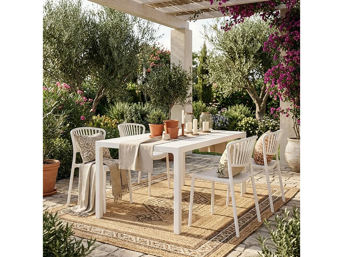 Silla de comedor de diseño moderno para interiores y exteriores Vivienne - Blanco