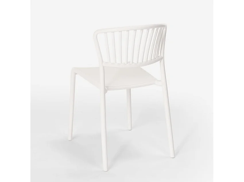 Chaise de cuisine bar restaurant extérieur au design moderne en polypropylène Vivienne - Blanc