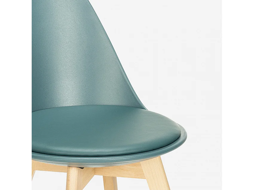 Stuhl in Skandinavischen Design aus Holz mit Kissen für Küche Esszimmer Bib Nordica - Dunkel Grün