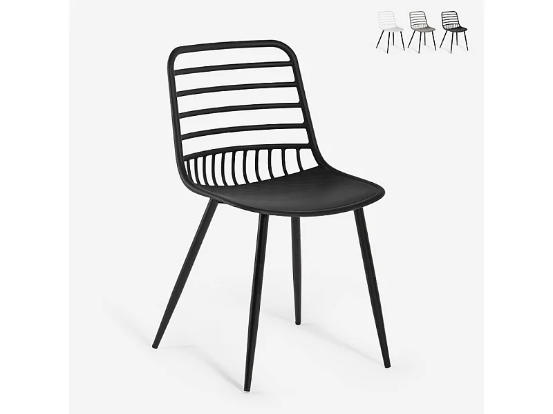 Moderne Stühle aus Polypropylen für Küche, Esszimmer, Bar Lenny - Schwarz