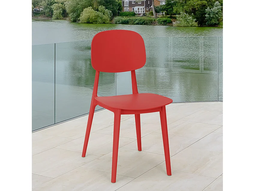 Silla de polipropileno de diseño moderno para cocina, jardín, bar, restaurante Geer - Rojo