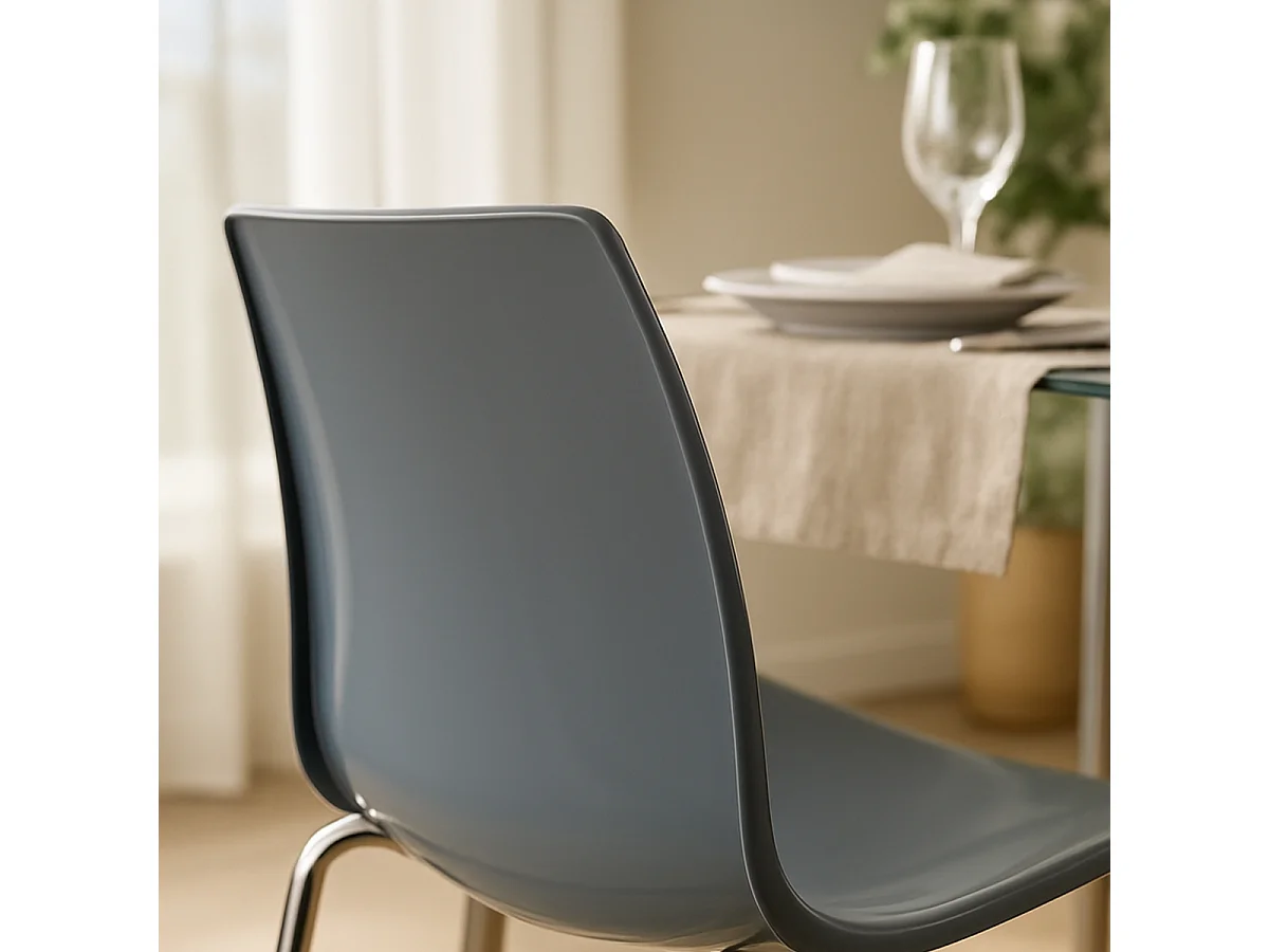 Silla para bar y cocina con soporte de acero apilable Lollipop Grand Soleil - Gris