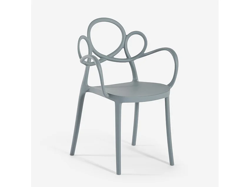 Stilvoller moderner Designstuhl aus Polypropylen mit Armlehnen Derby - Grau