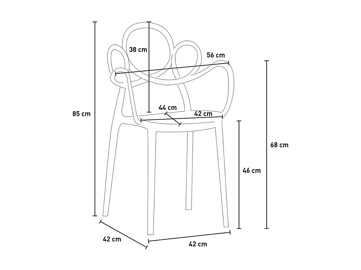 Stilvoller moderner Designstuhl aus Polypropylen mit Armlehnen Derby - Grau