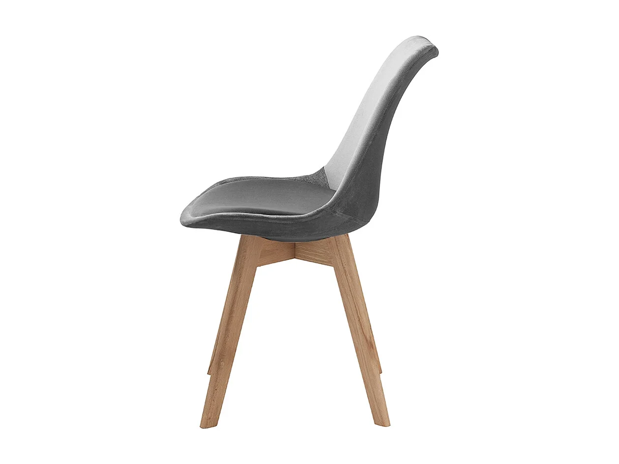 Juego de 4 sillas de terciopelo estilo escandinavo para salón cocina Smart Soft - Gris