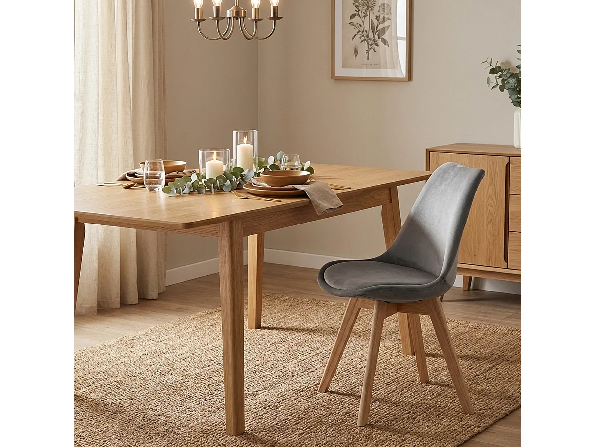 Wohnzimmer- Küchenstühle 4er Set aus Samt im skandinavischen Stil Smart Soft - Grau