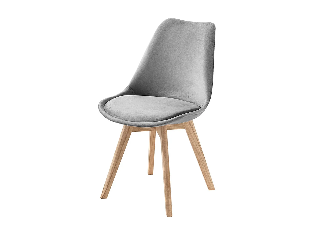 Wohnzimmer- Küchenstühle 4er Set aus Samt im skandinavischen Stil Smart Soft - Grau