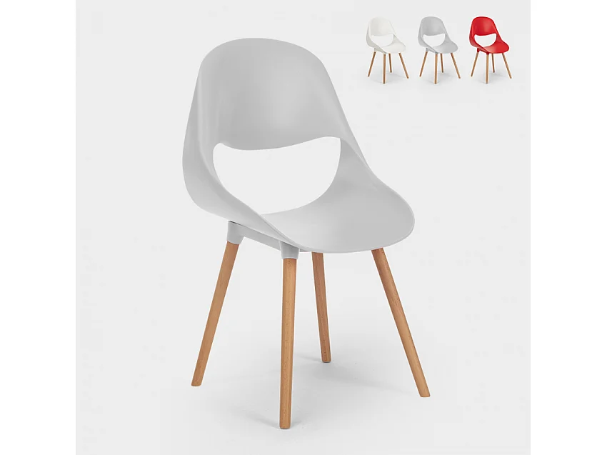 Chaise de cuisine et bar en bois au design moderne Shell - Gris