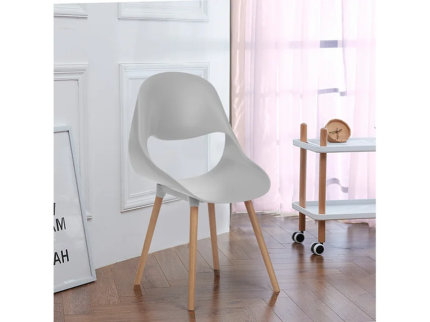 Chaise de cuisine et bar en bois au design moderne Shell - Gris