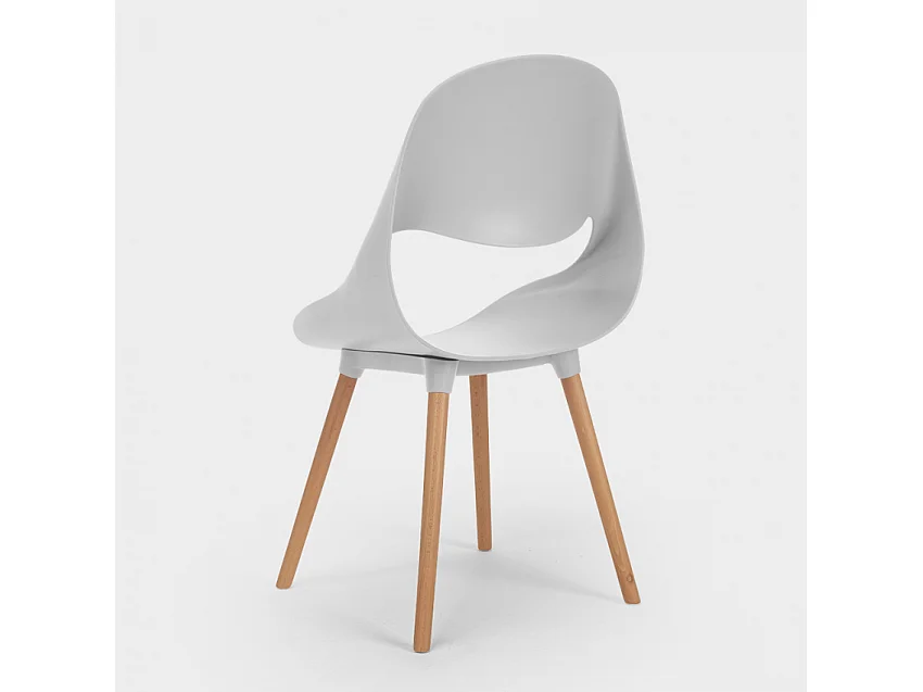 Chaise de cuisine et bar en bois au design moderne Shell - Gris