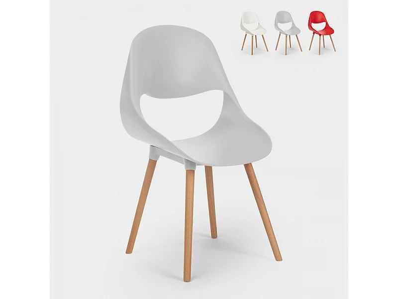 Chaise de cuisine et bar en bois au design moderne Shell - Gris