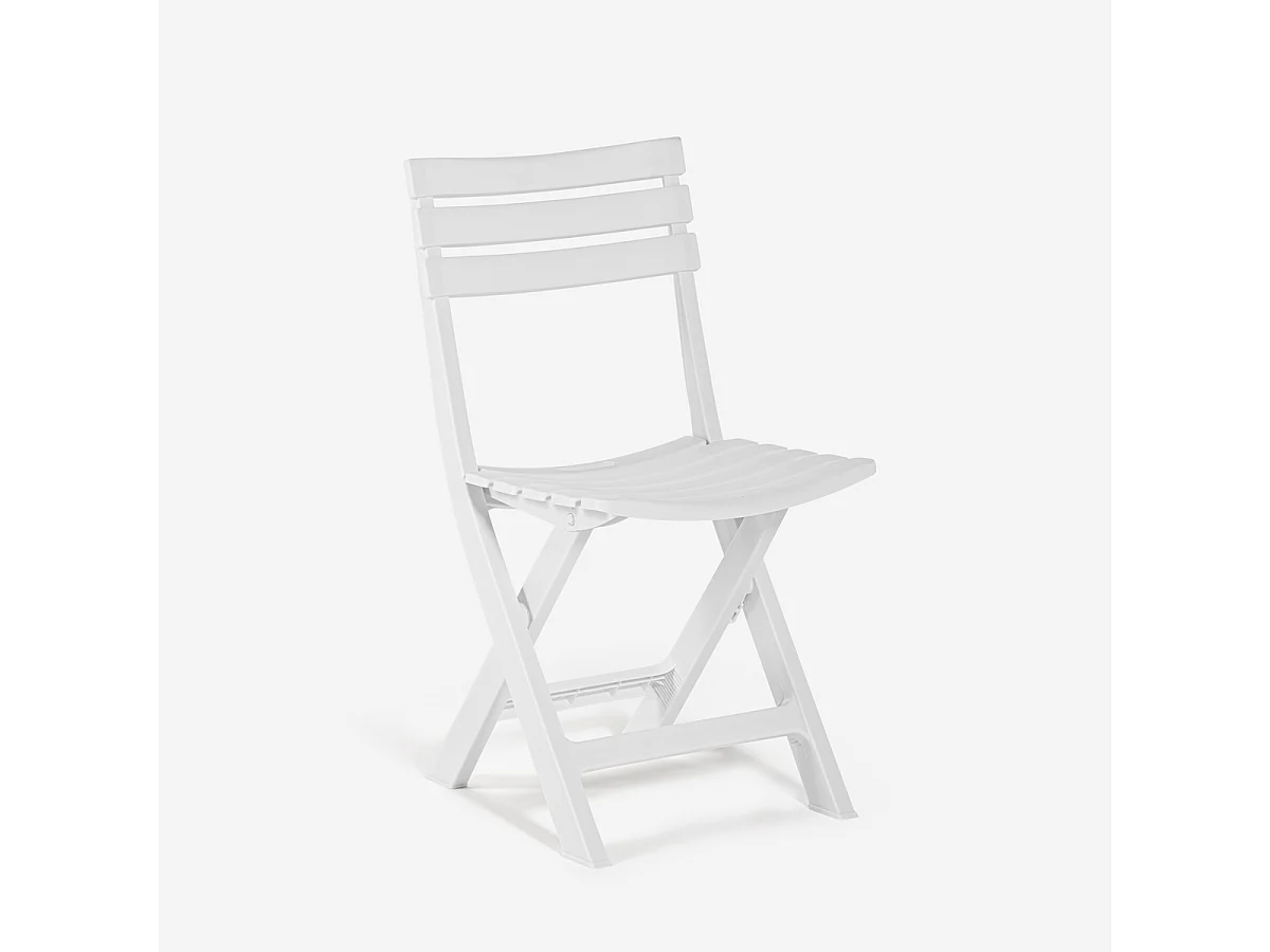 Sedia pieghevole salvaspazio in polipropilene bianco nero da giardino Closy - Bianco
