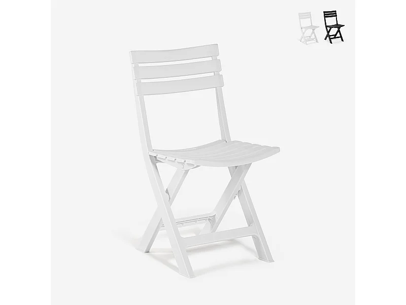 Sedia pieghevole salvaspazio in polipropilene bianco nero da giardino Closy - Bianco