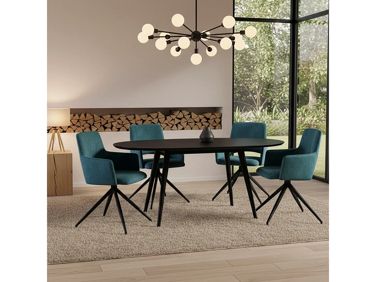 Sillón de tela efecto terciopelo con patas de metal Lysandra - Azul Marino