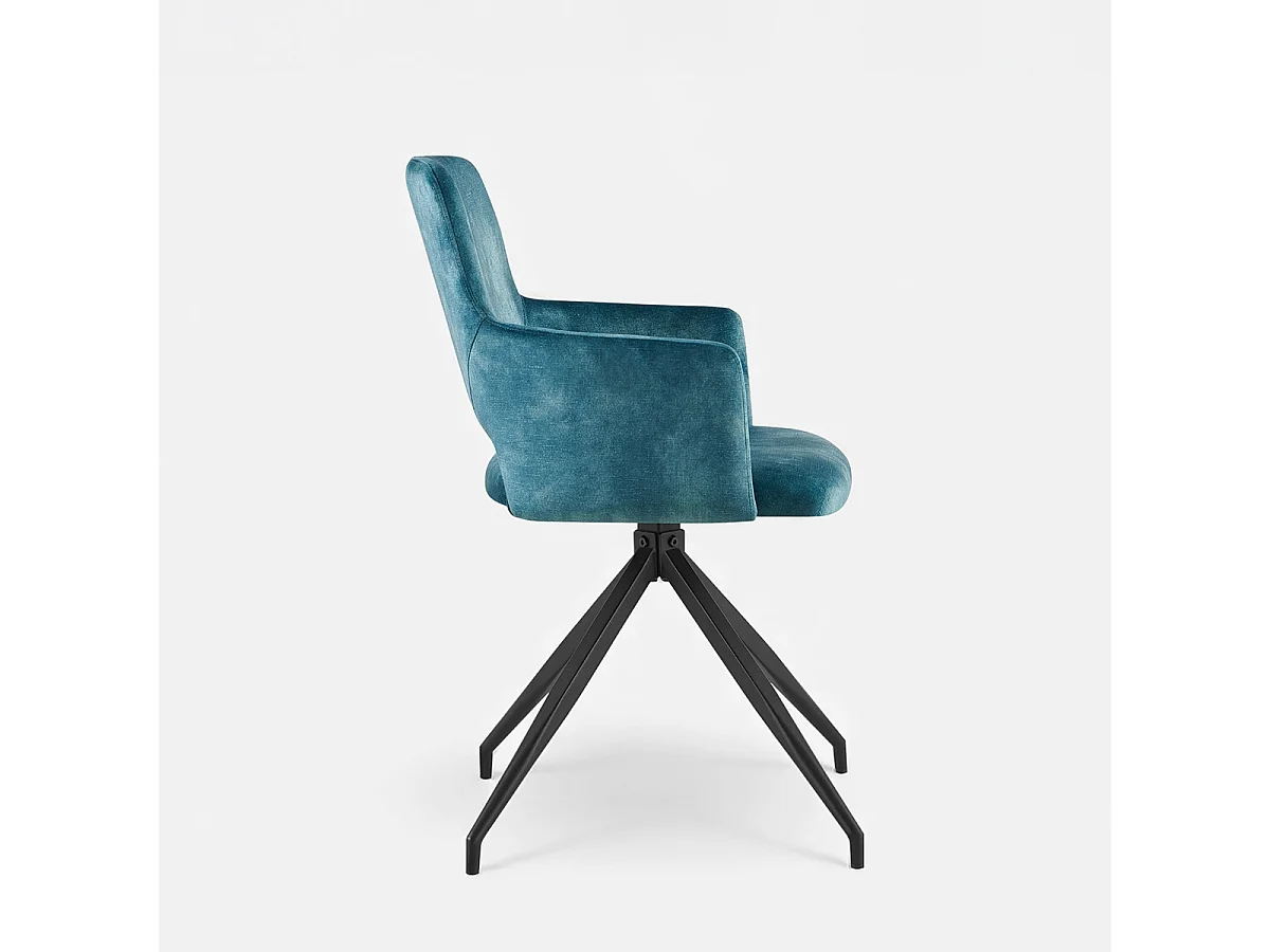 Sillón de tela efecto terciopelo con patas de metal Lysandra - Azul Marino