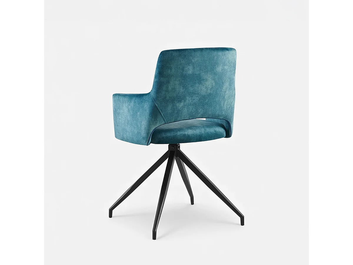 Sillón de tela efecto terciopelo con patas de metal Lysandra - Azul Marino