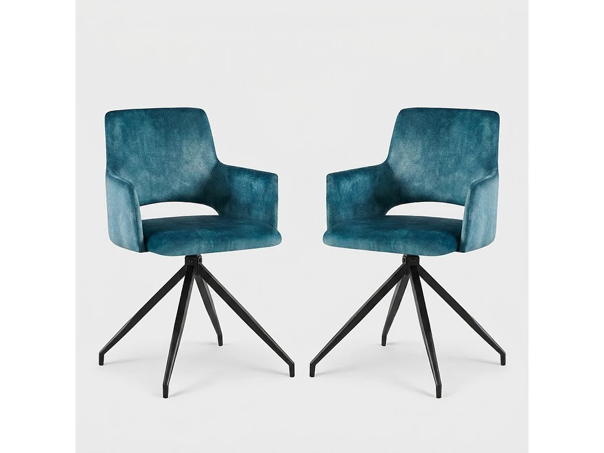 Sillón de tela efecto terciopelo con patas de metal Lysandra - Azul Marino