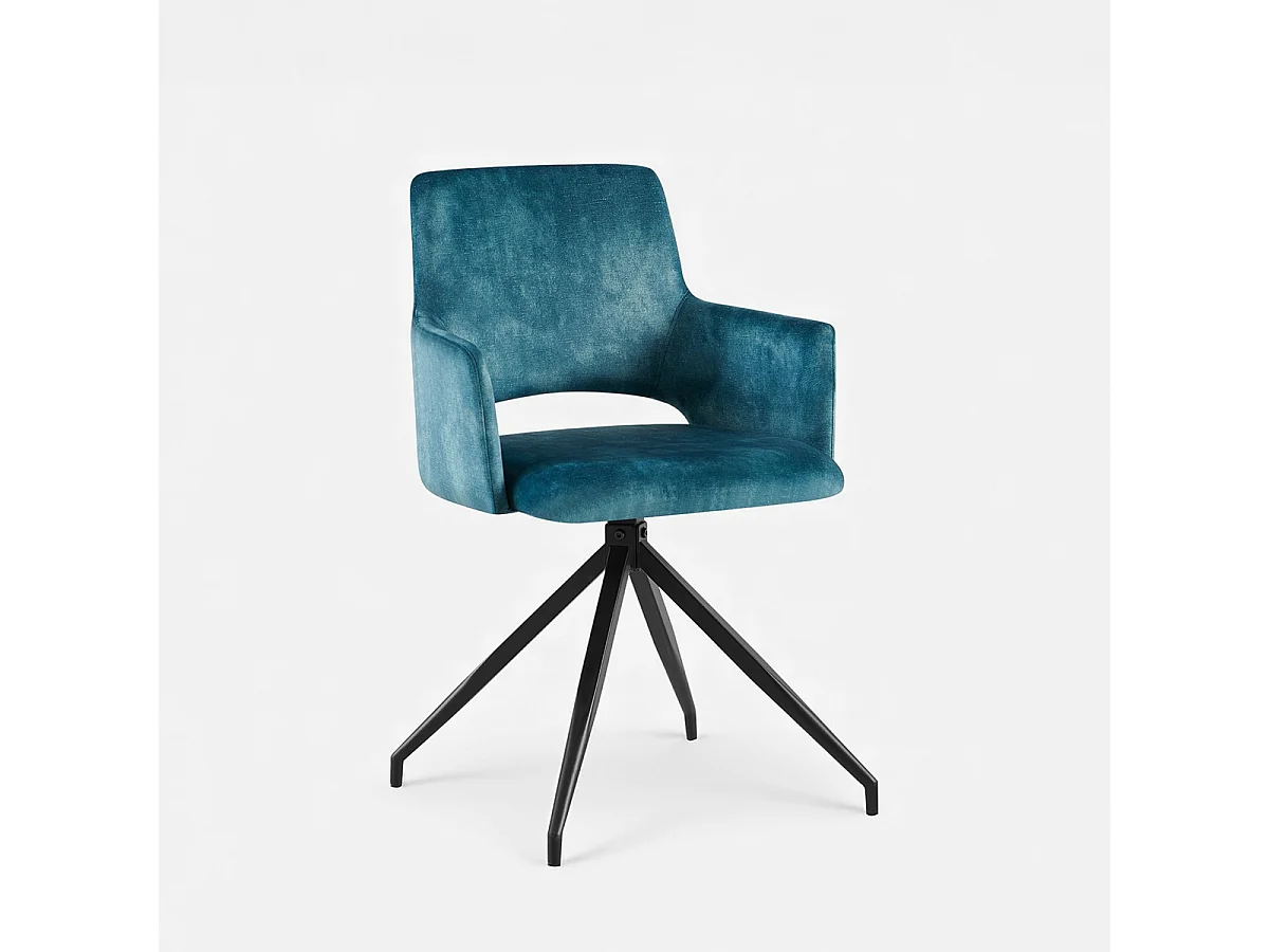 Sillón de tela efecto terciopelo con patas de metal Lysandra - Azul Marino