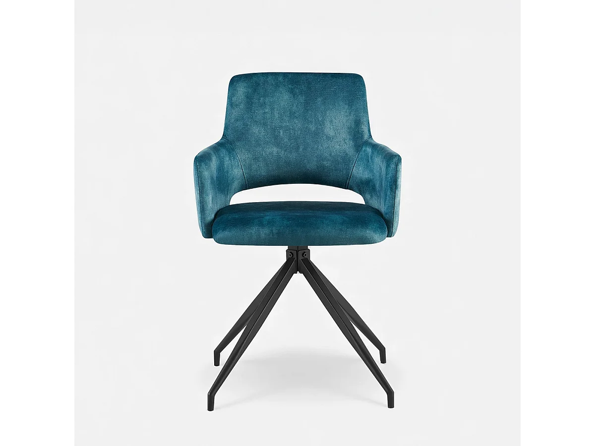 Sillón de tela efecto terciopelo con patas de metal Lysandra - Azul Marino