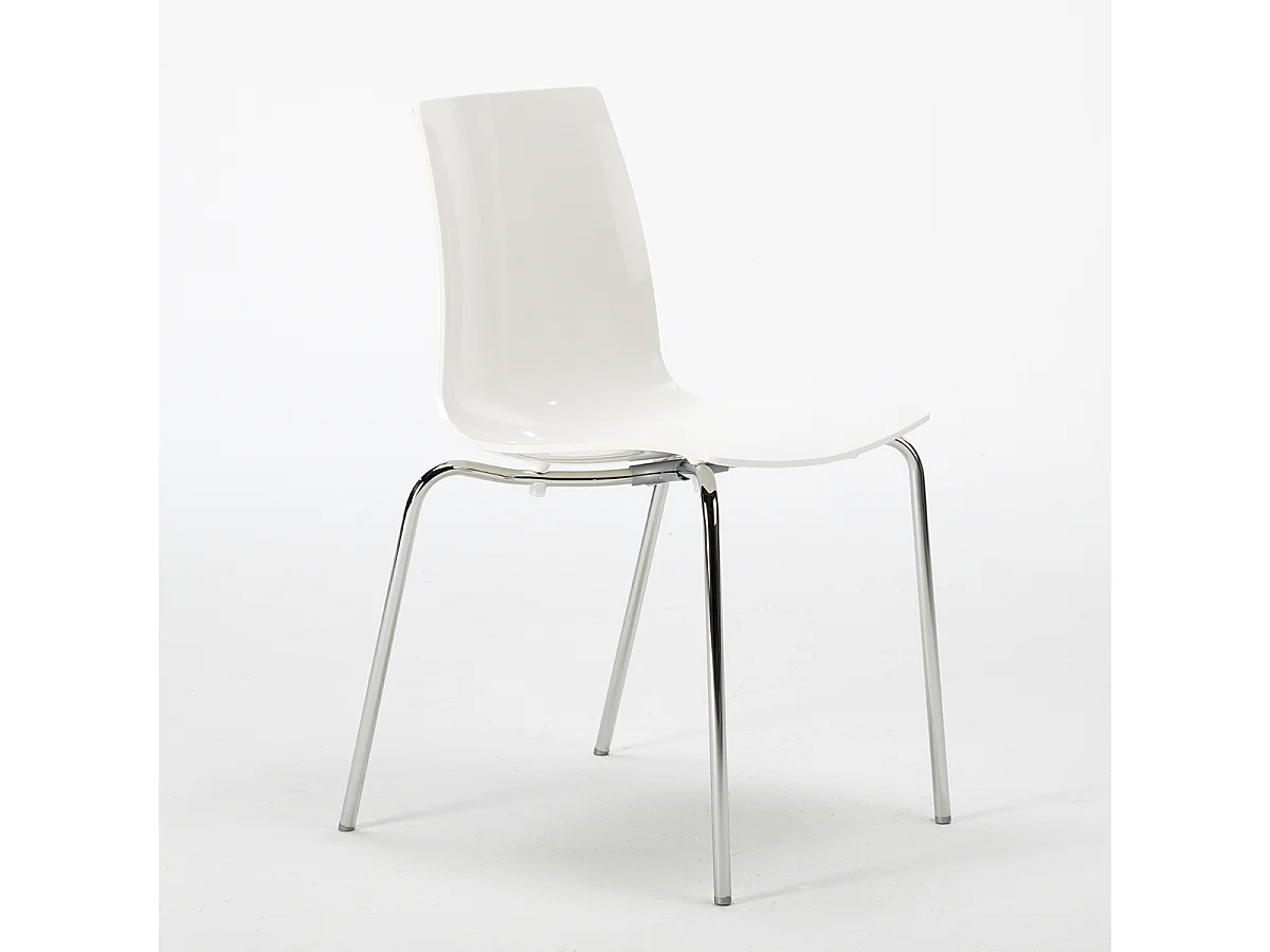 Silla para bar y cocina con soporte de acero apilable Lollipop Grand Soleil - Blanco