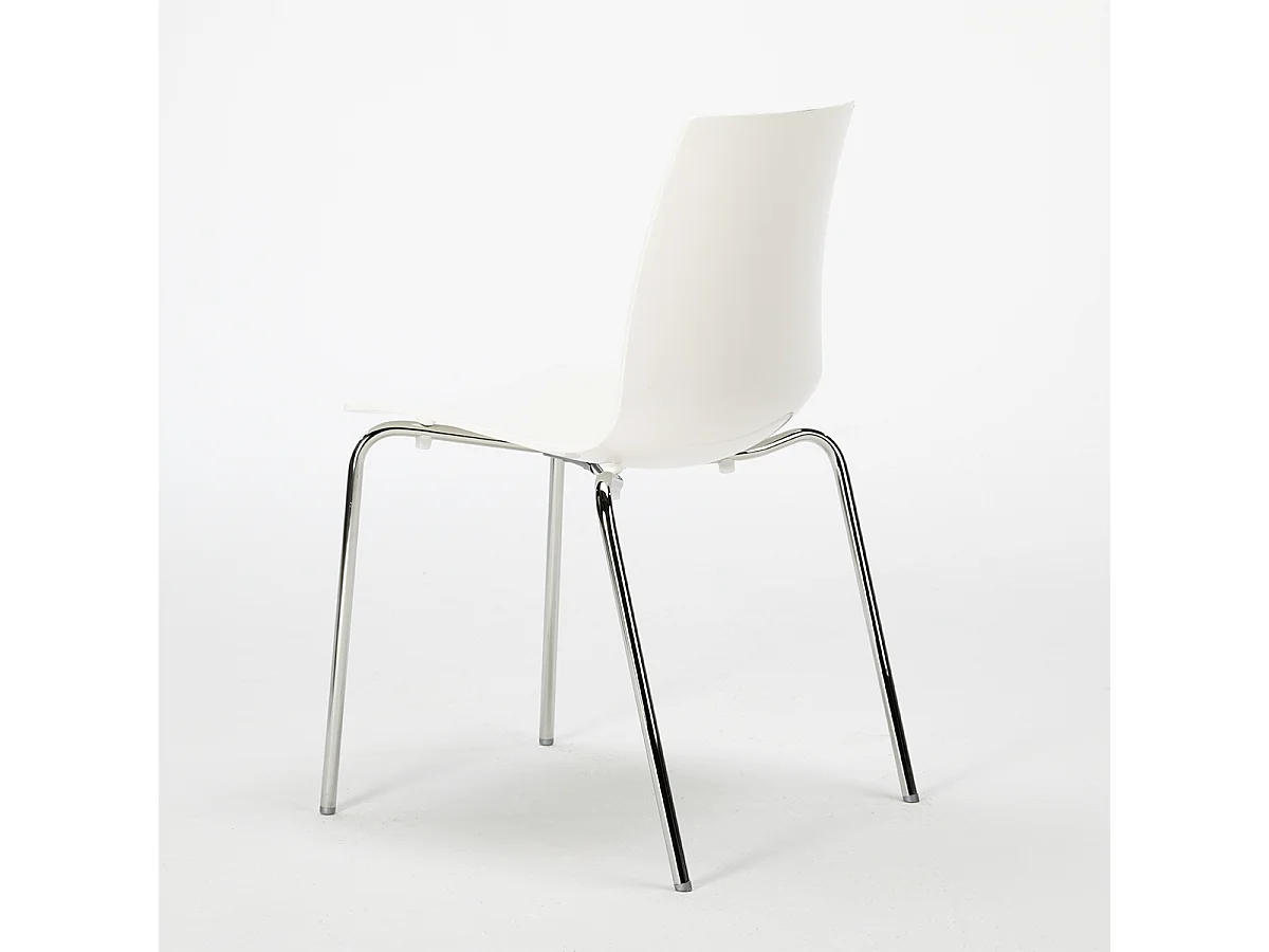 Silla para bar y cocina con soporte de acero apilable Lollipop Grand Soleil - Blanco