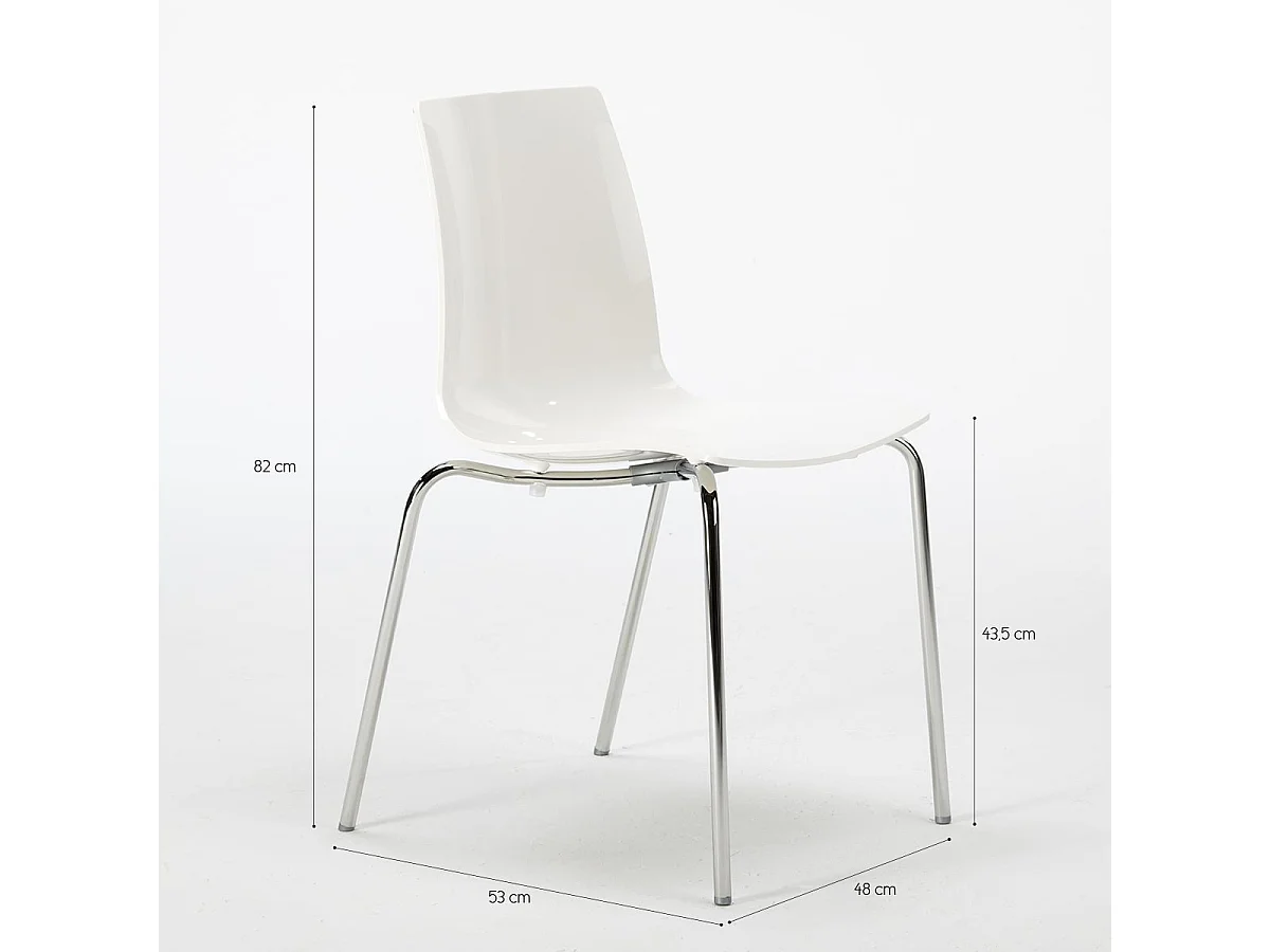 Silla para bar y cocina con soporte de acero apilable Lollipop Grand Soleil - Blanco